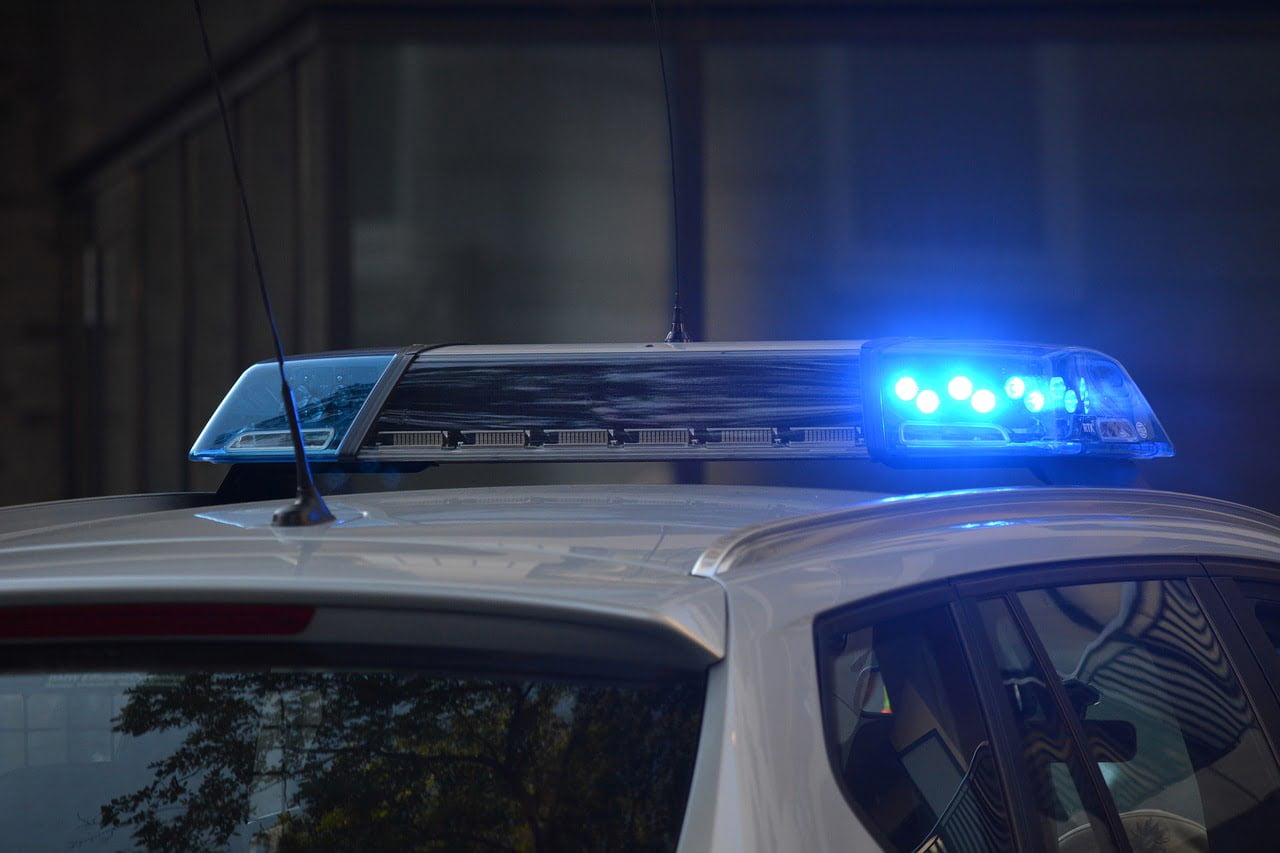 a blue light on a car