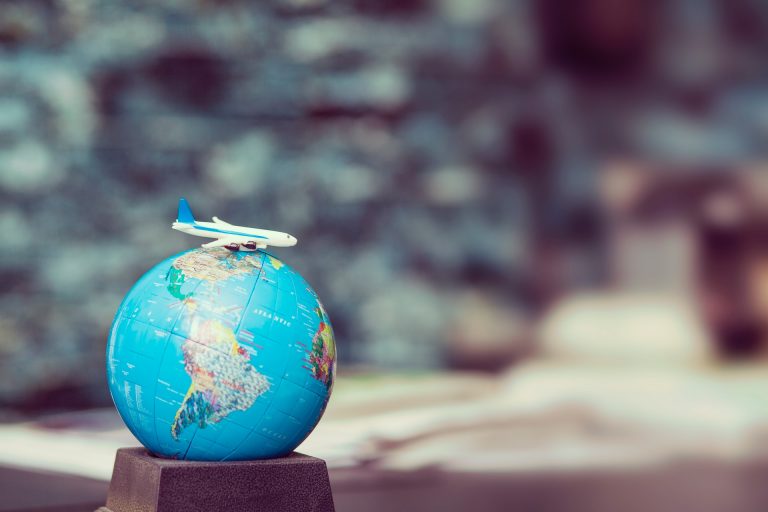 a colorful globe on a table