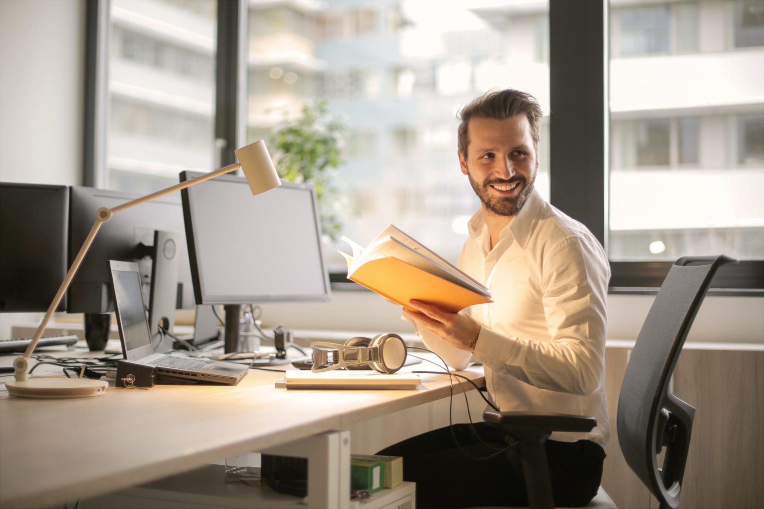 a person sitting at a desk