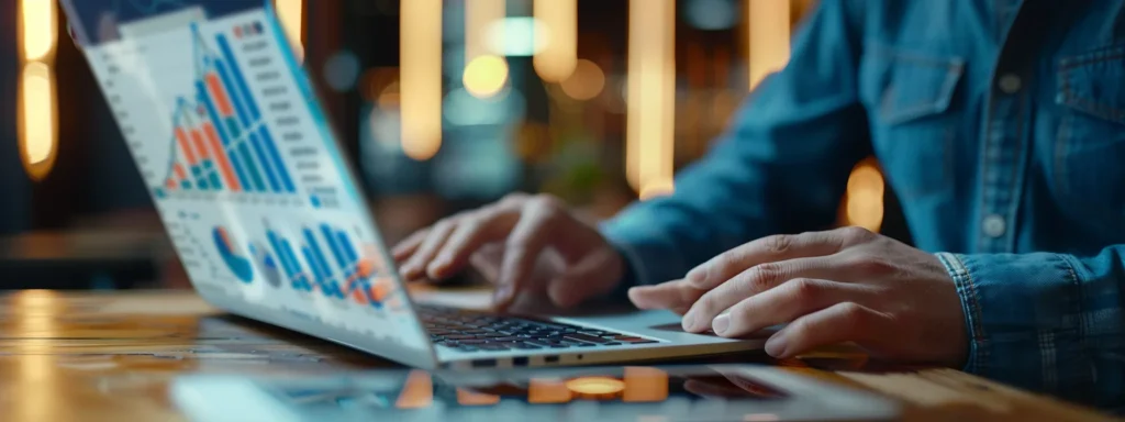 a person using a laptop to assess the legitimacy of an online business.